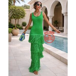 LAST ONE! MANGO x SIMON MILLER Knit Fringe Maxi Dress NWT | Blogger Fave